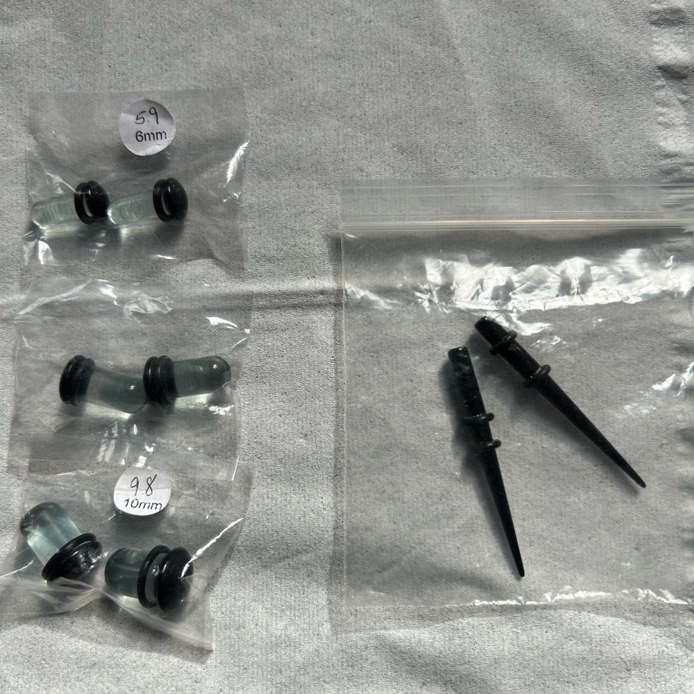 Black and Clear Ear Gauges and Tapers Set